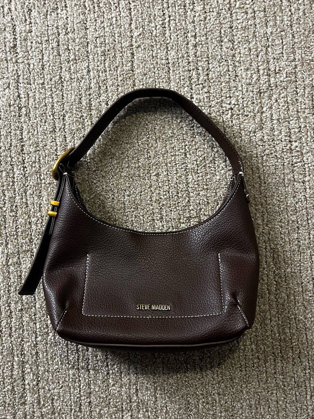 Steve Madden Chocolate Brown Pebbled Shoulder Bag